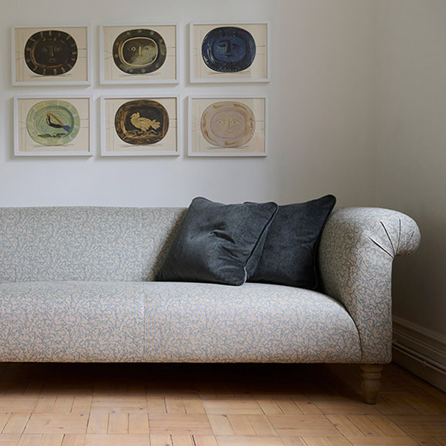 Exbury 3 Seater Sofa in RHS Collection Gertrude Jekyll Folklore Duck Egg